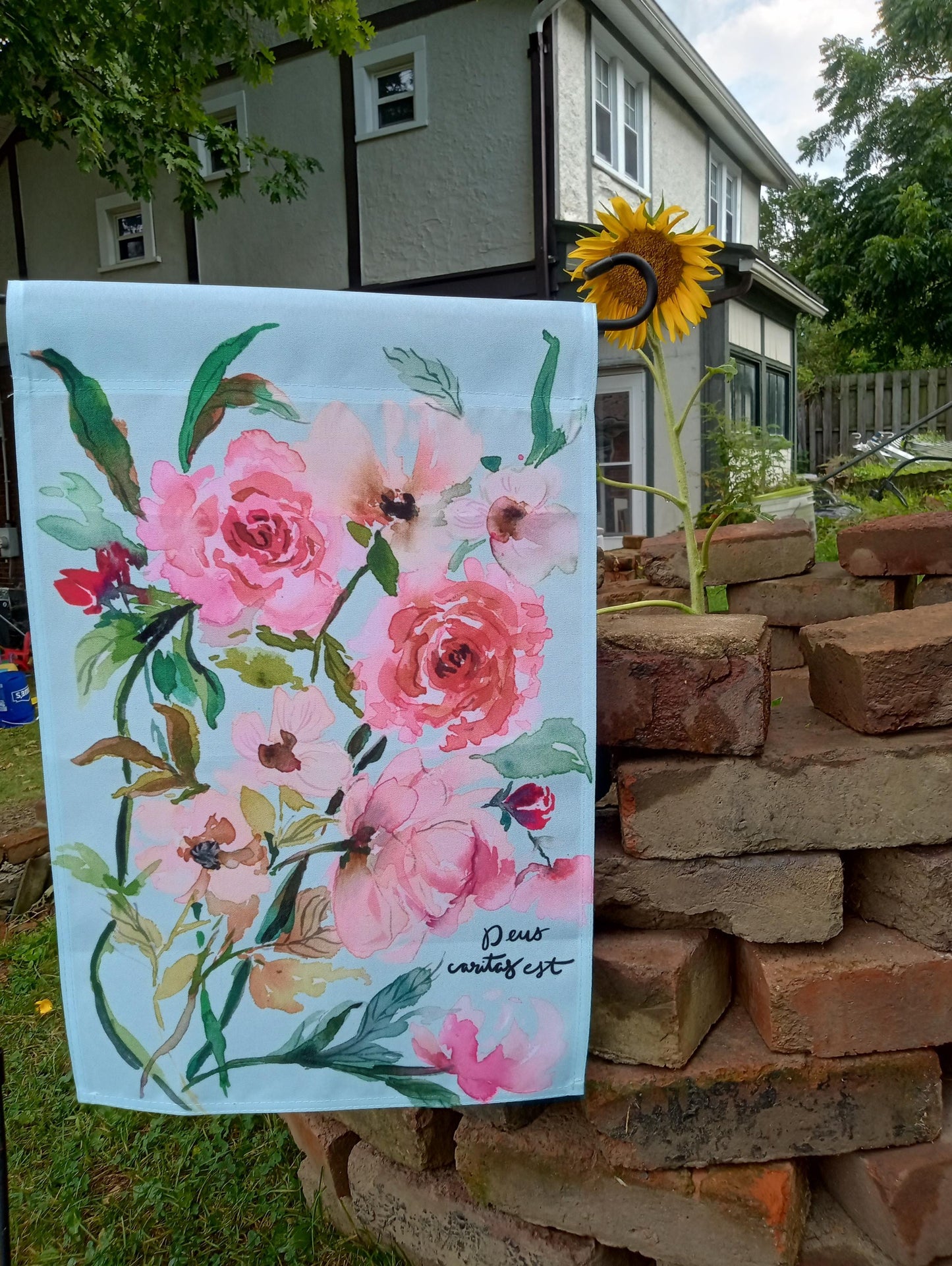 Deus Caritas Est Garden Flag