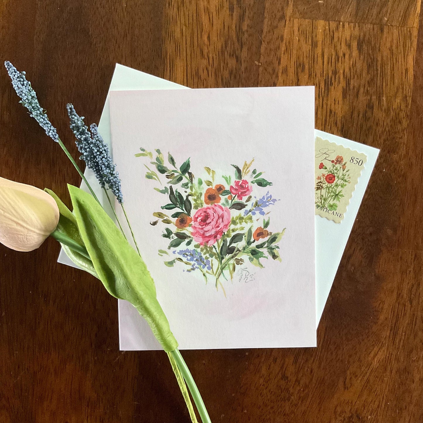 "Sweet Pink Rose" Floral Greeting Card