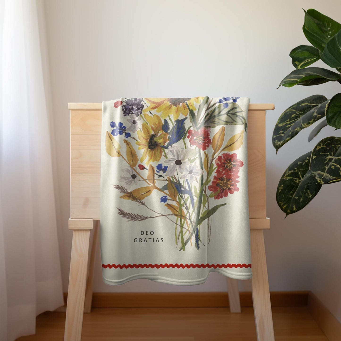 Deo Gratias Sunflower Toddler Baby Blanket