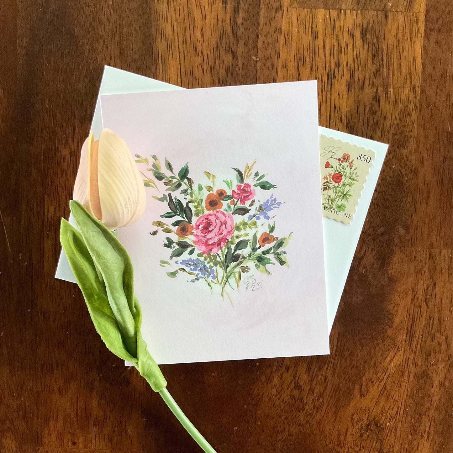 "Sweet Pink Rose" Floral Greeting Card