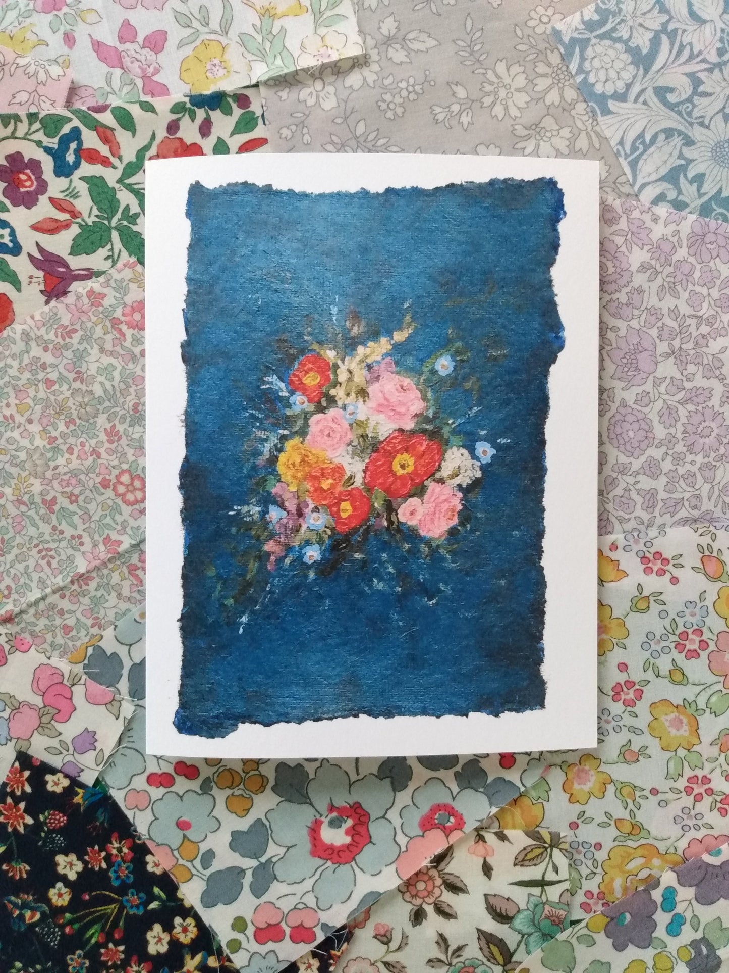 "Moody Blue" Floral Bouquet Greeting Card