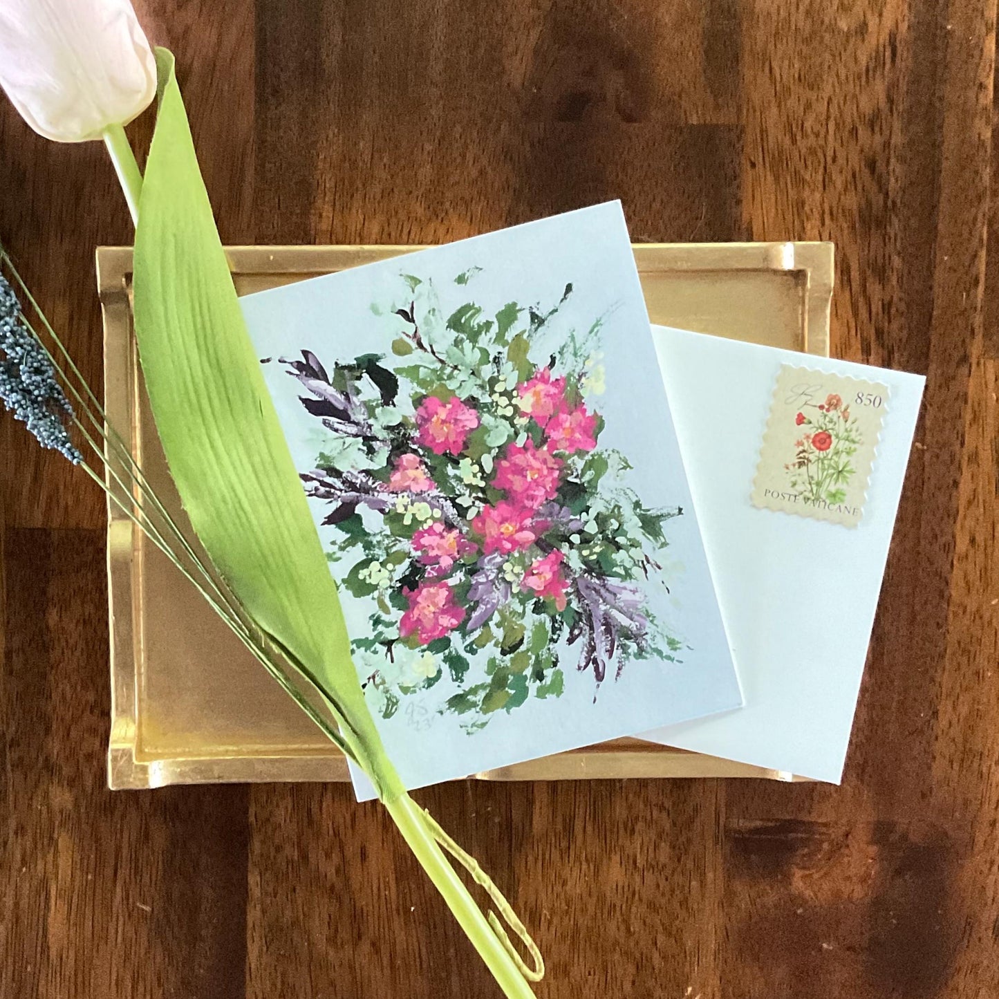 "Purple Garden" Floral Bouquet Greeting Card