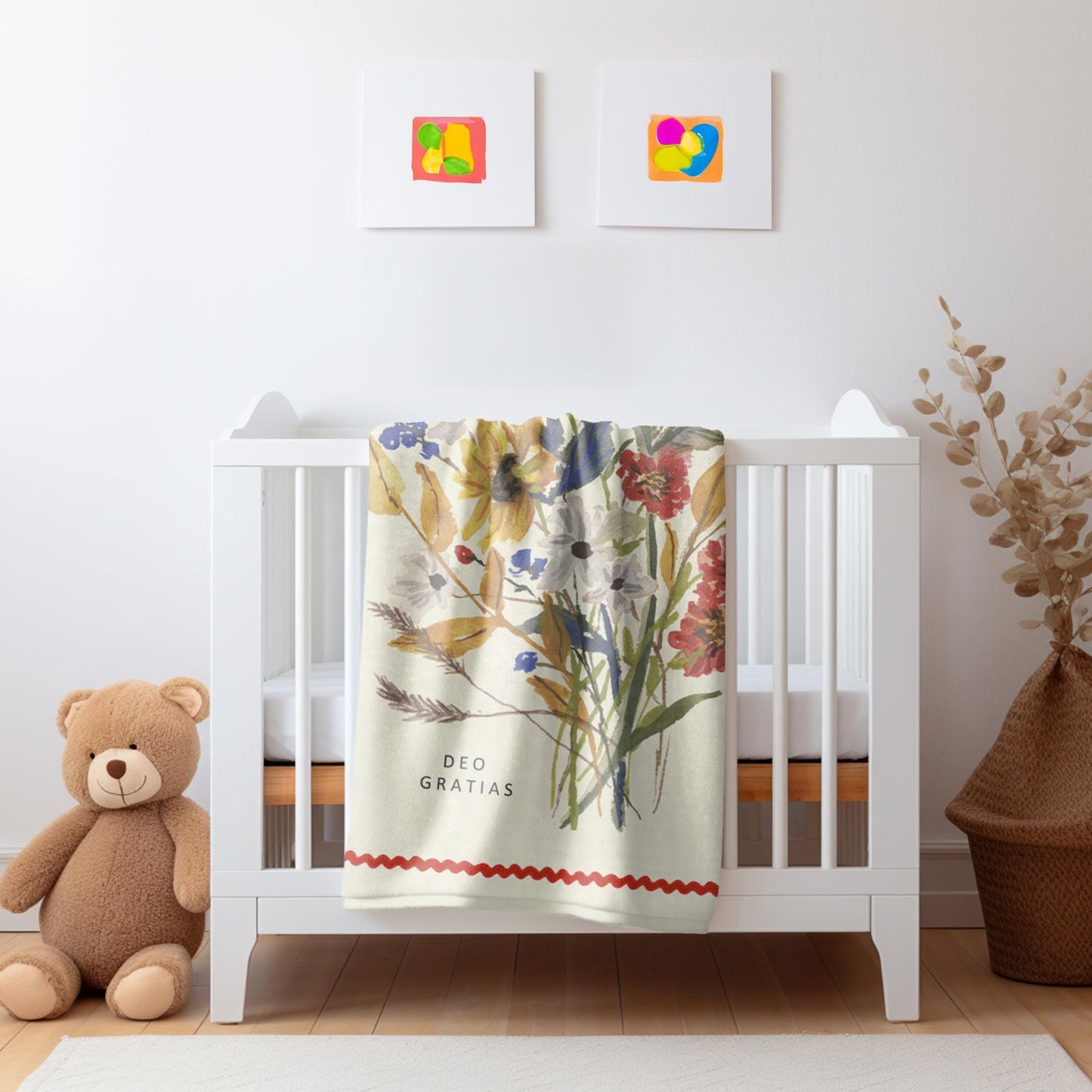 Deo Gratias Sunflower Toddler Baby Blanket