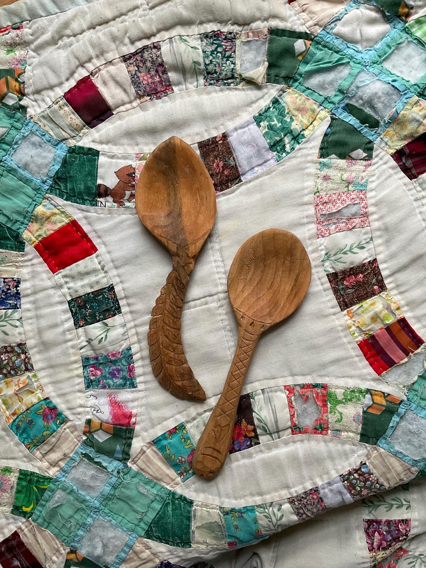Hand-Carved Wooden Feather Spoon