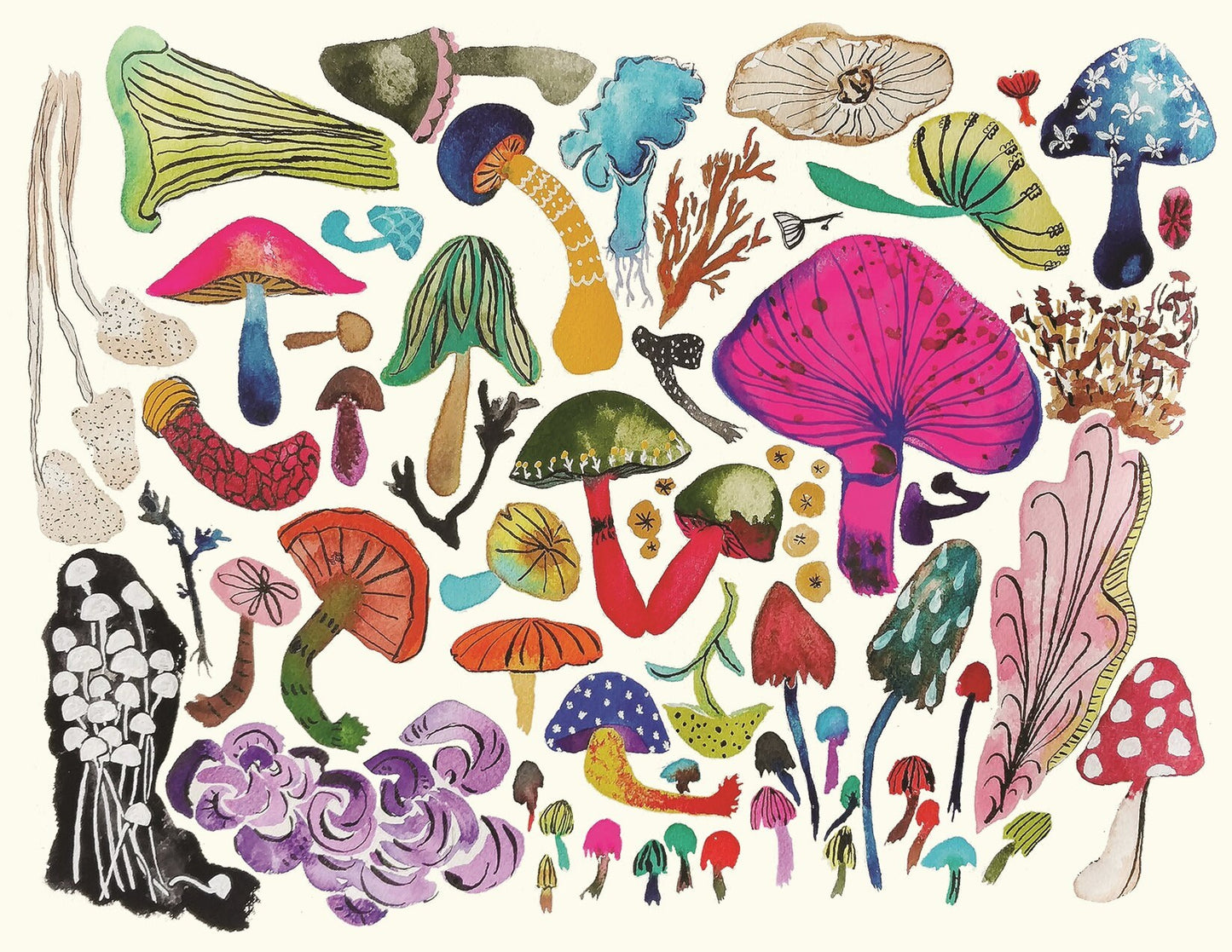 Colorful Mushrooms Greeting Card