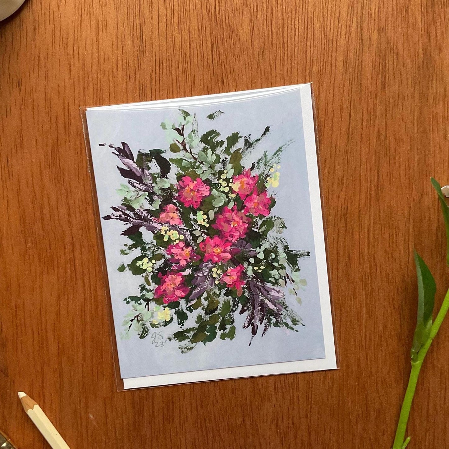"Purple Garden" Floral Bouquet Greeting Card