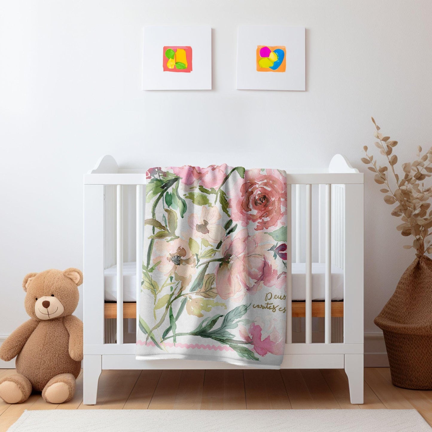 Deus Caritas Est Rose Baby Blanket
