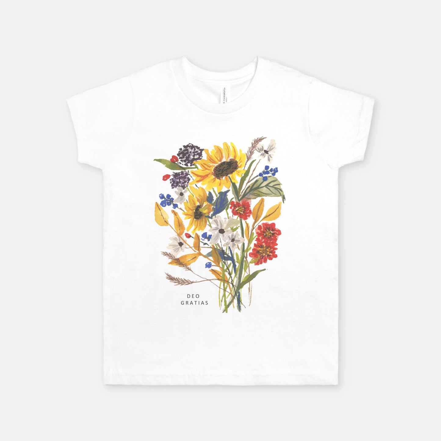 Floral Deo Gratias Youth Catholic T-Shirt