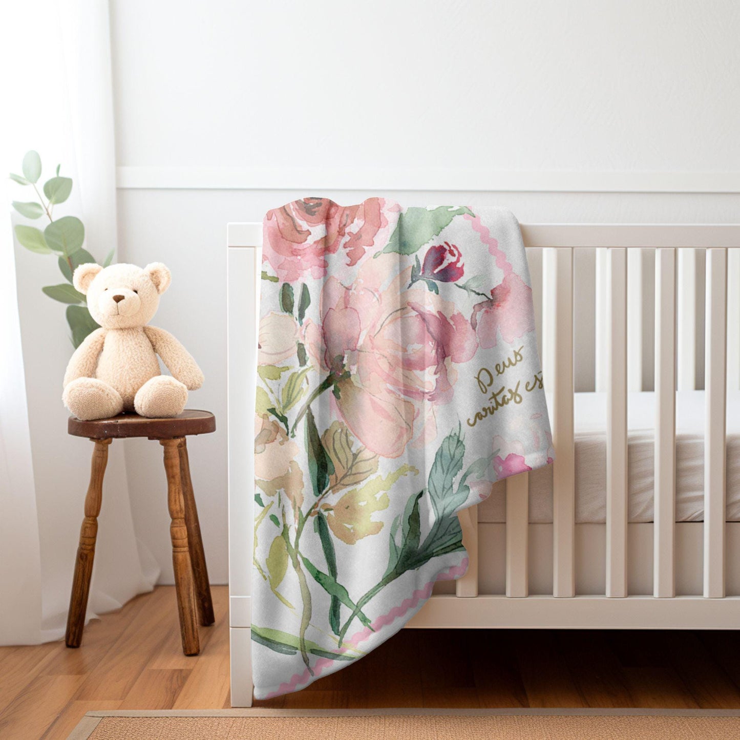 Deus Caritas Est Rose Baby Blanket