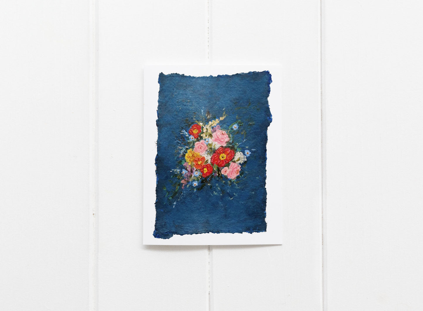"Moody Blue" Floral Bouquet Greeting Card
