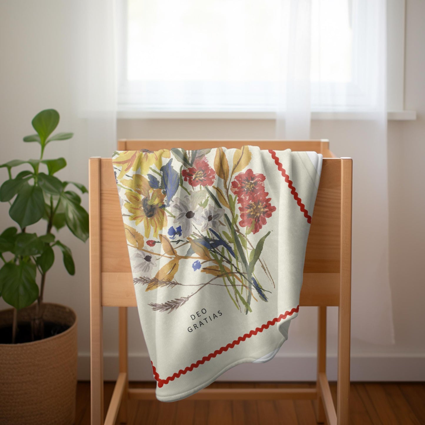 Deo Gratias Sunflower Toddler Baby Blanket