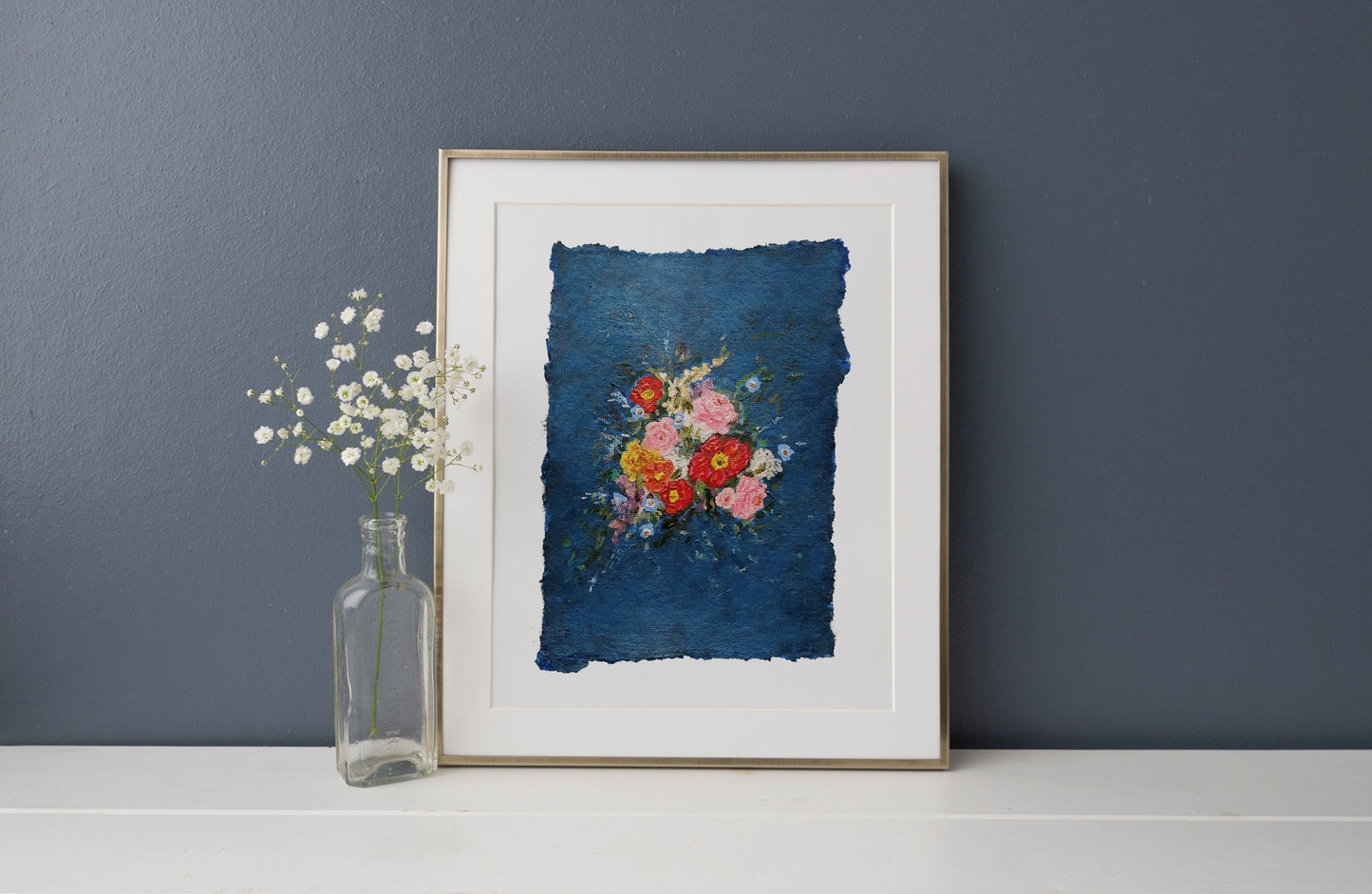 "Moody Blue" Floral Art Print