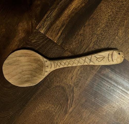 Hand Carved Wooden Fish Spoon