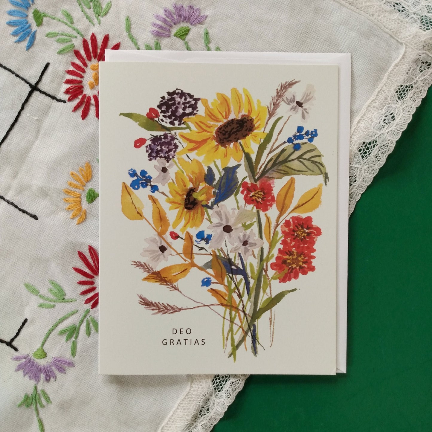 "Deo Gratias Sunflowers" Greeting Card