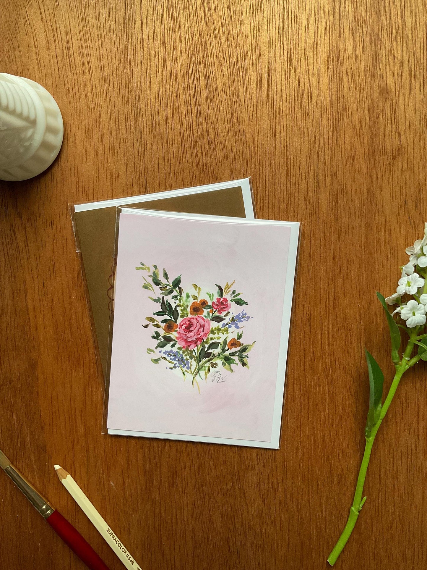 "Sweet Pink Rose" Floral Greeting Card