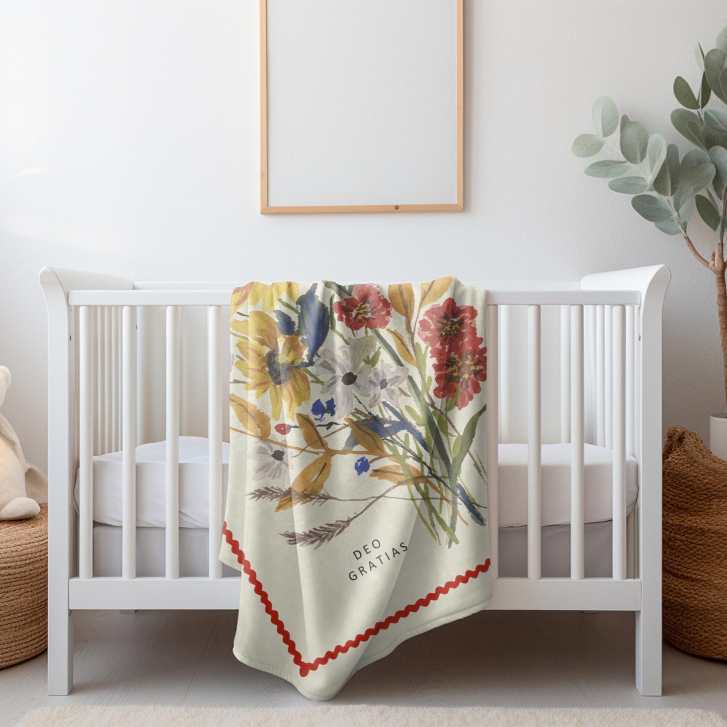 Deo Gratias Sunflower Toddler Baby Blanket