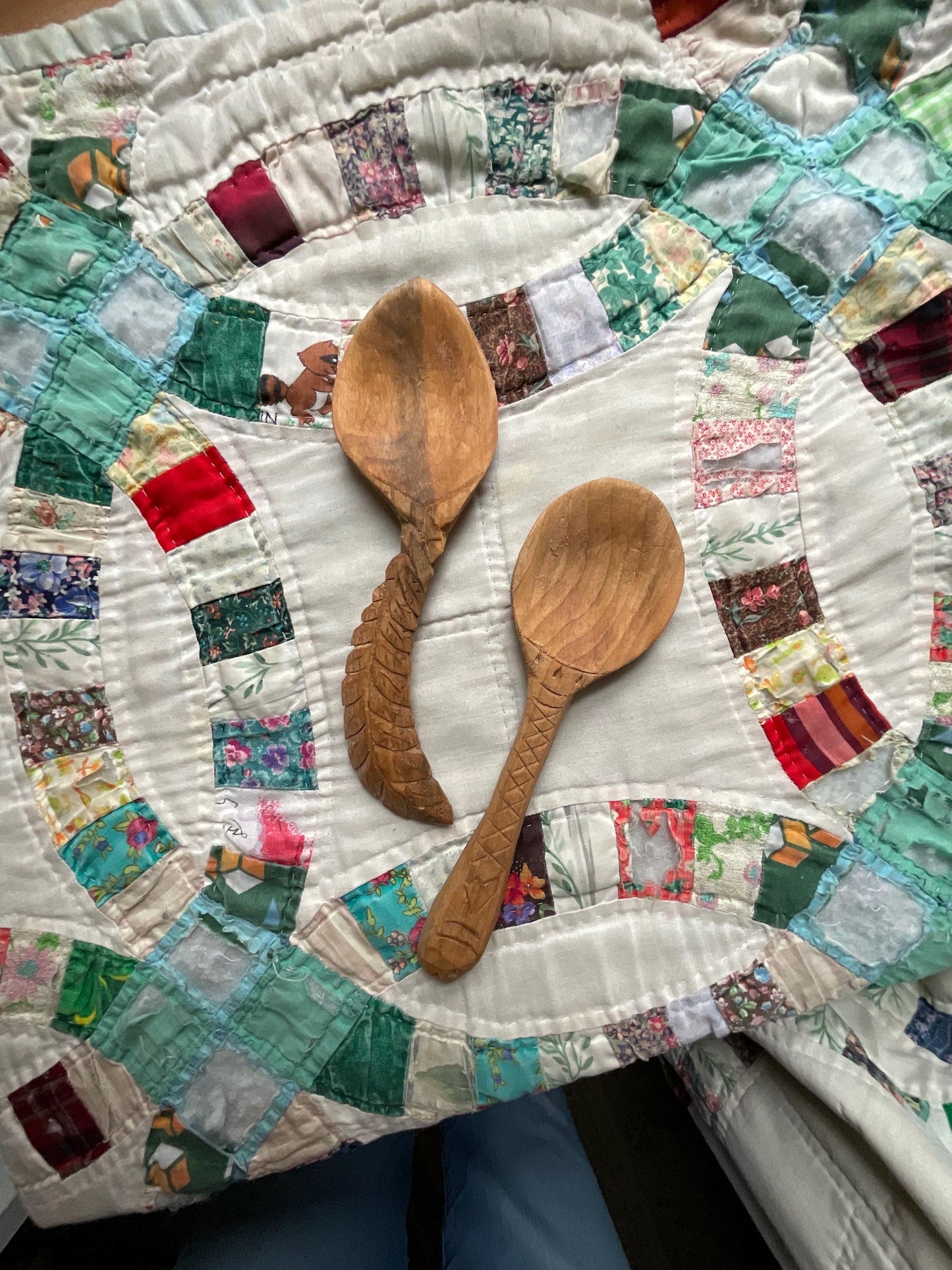 Hand-Carved Wooden Feather Spoon