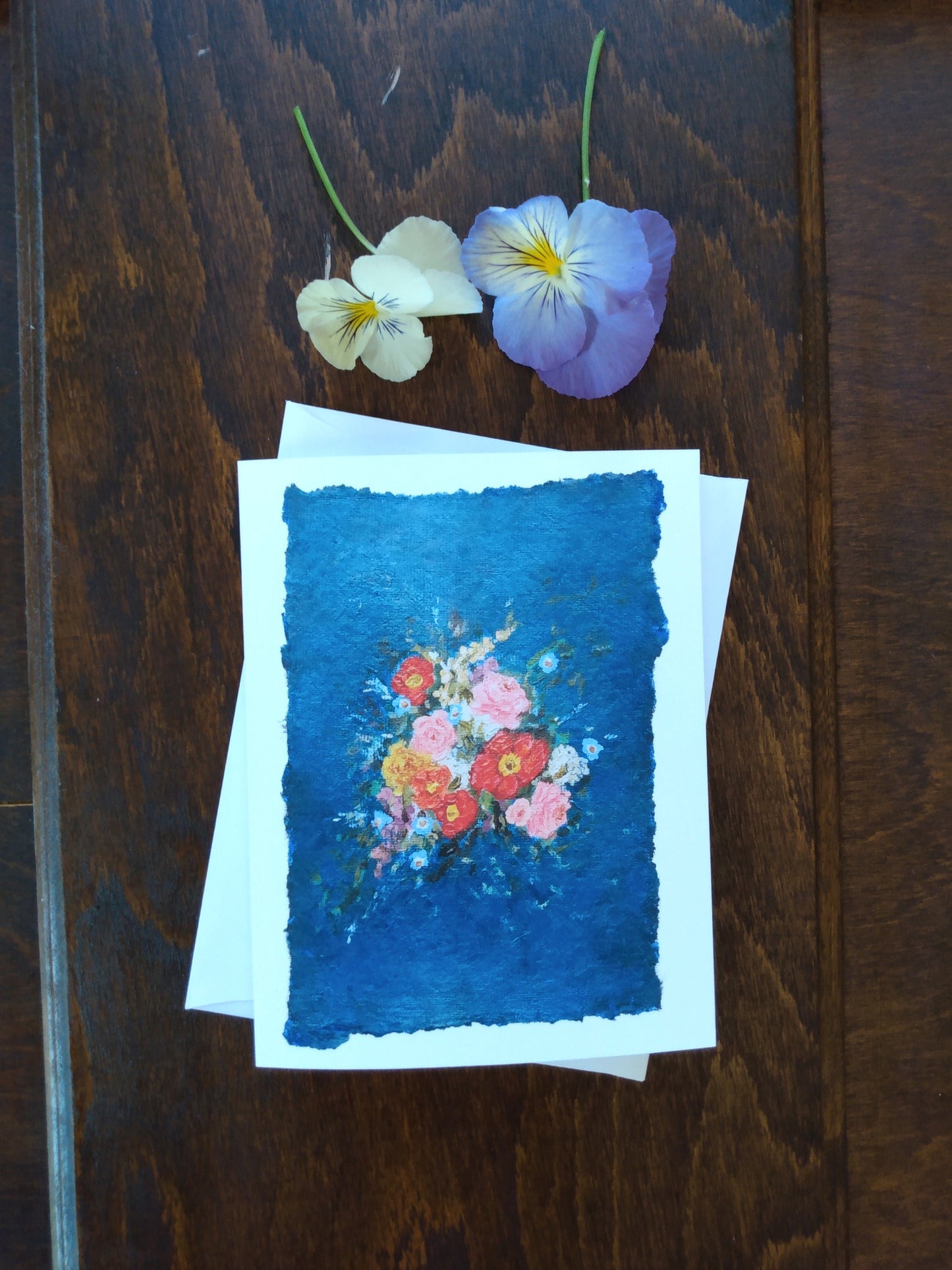 "Moody Blue" Floral Bouquet Greeting Card