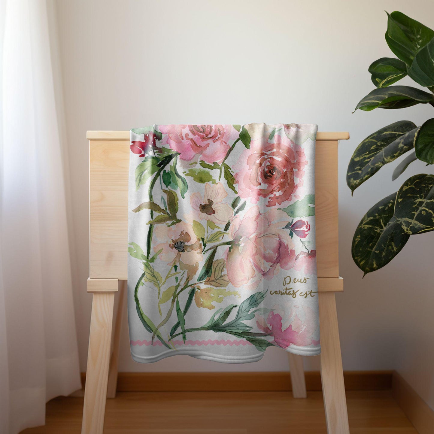 Deus Caritas Est Rose Baby Blanket