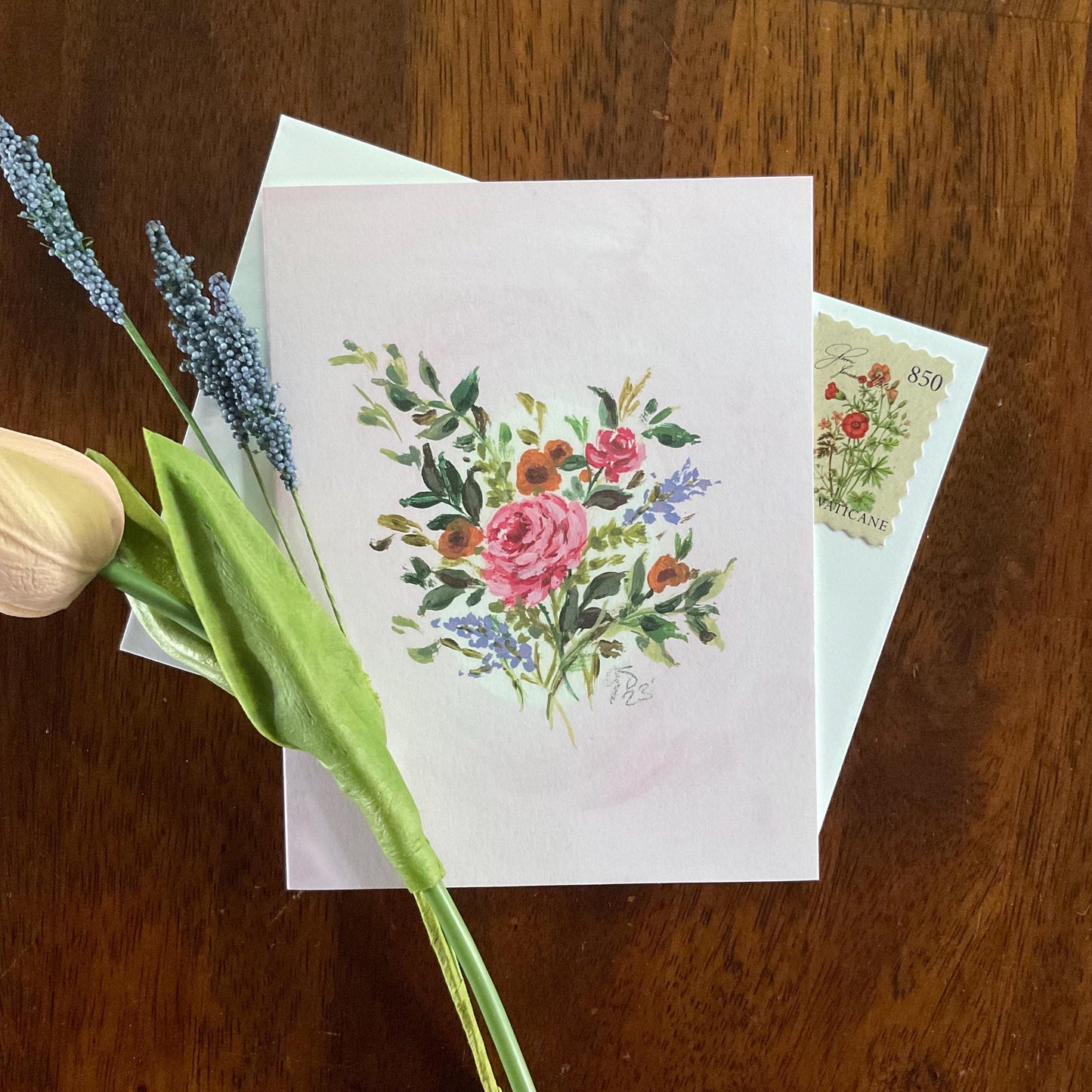 "Sweet Pink Rose" Floral Greeting Card