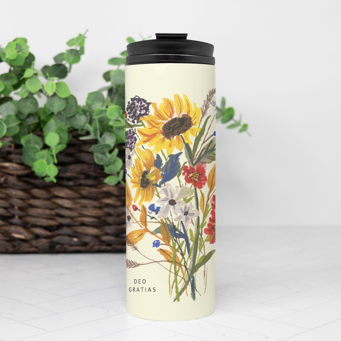 Deo Gratias Sunflower Tumbler 16 oz.