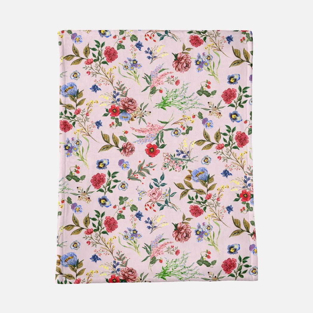 Ladylike Floral Minky Blanket - 30" x 40"