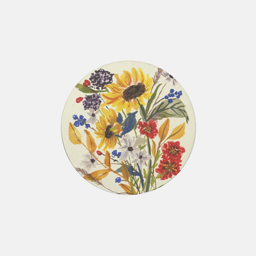 Watercolor Sunflower Coasters Neoprene Back (Round) 4PK