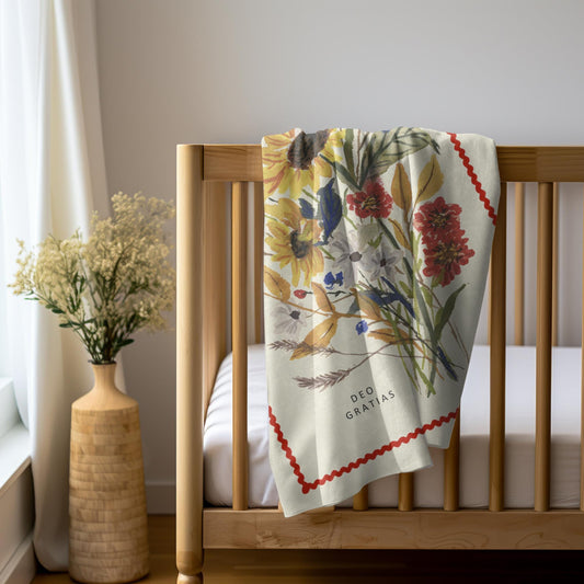 Deo Gratias Sunflower Baby Blanket