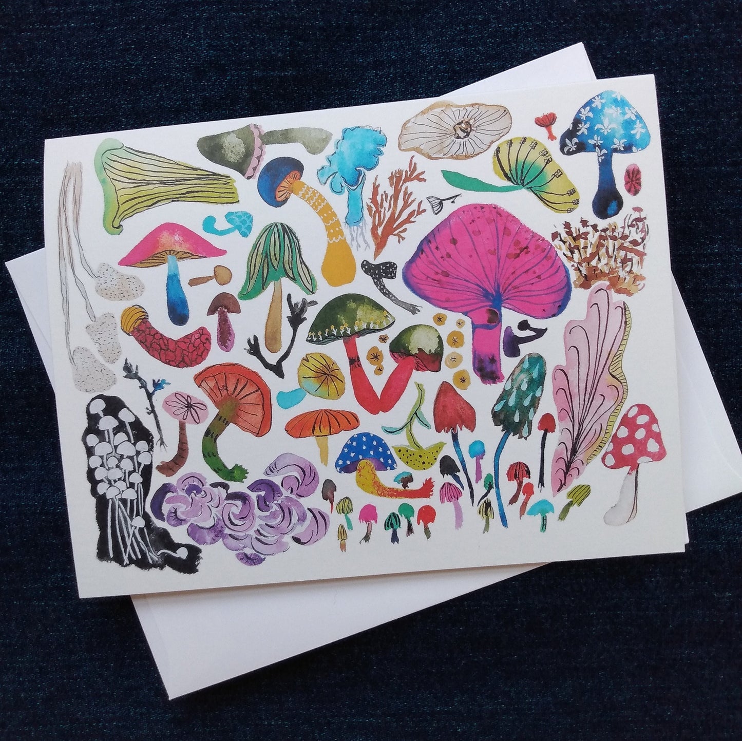 Colorful Mushrooms Greeting Card