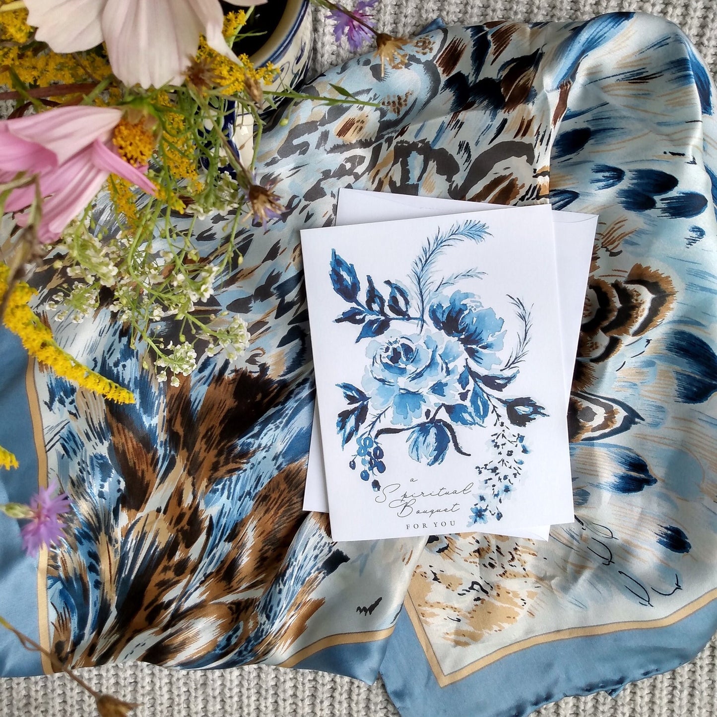 Watercolor Spiritual Bouquet Card