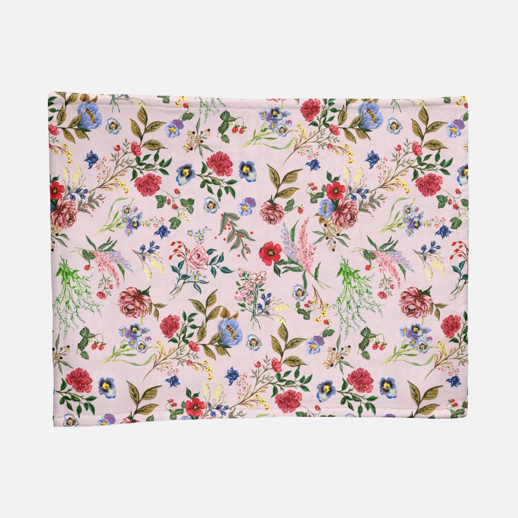Ladylike Floral Minky Blanket - 30" x 40"