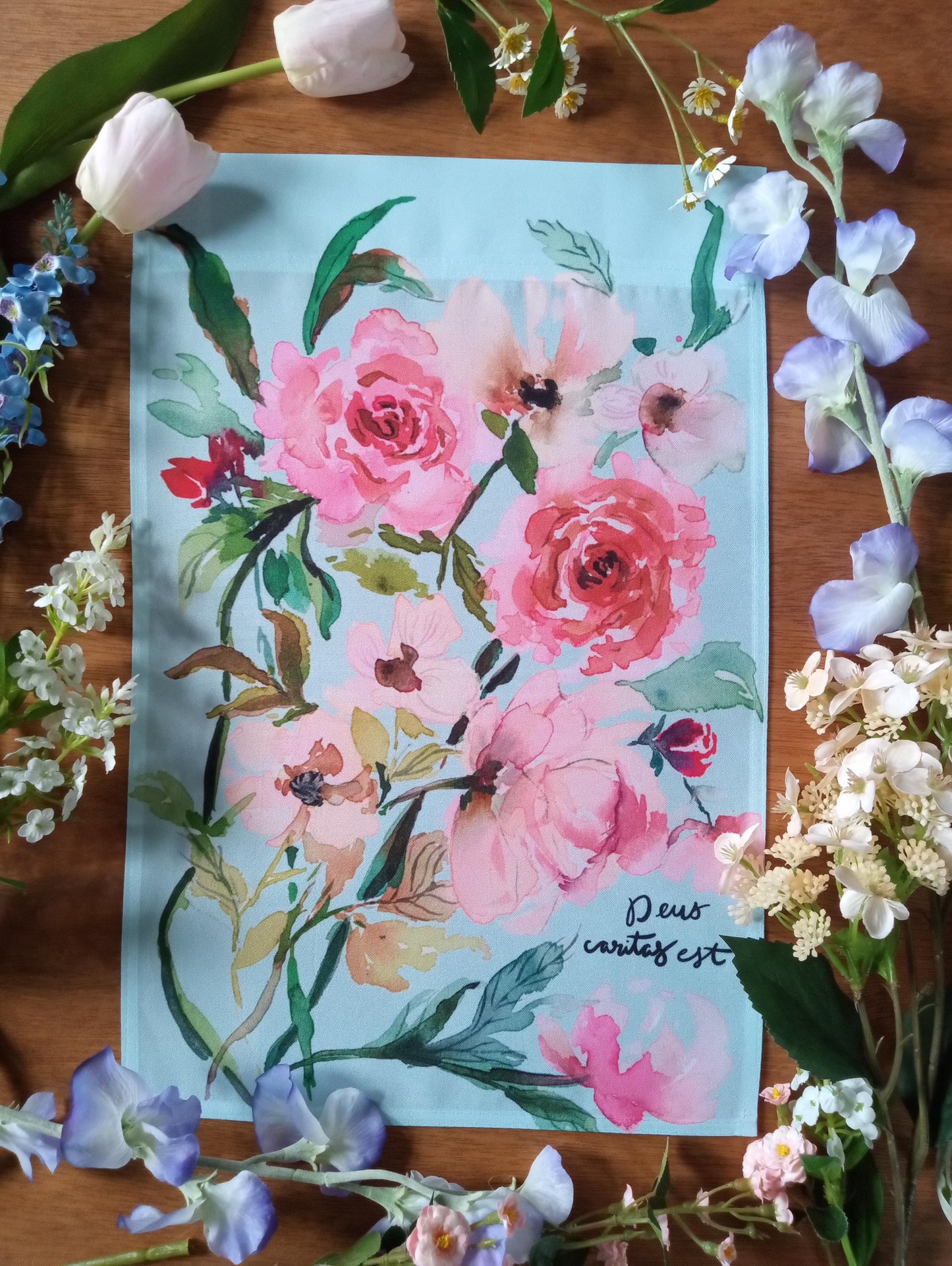 Deus Caritas Est Garden Flag