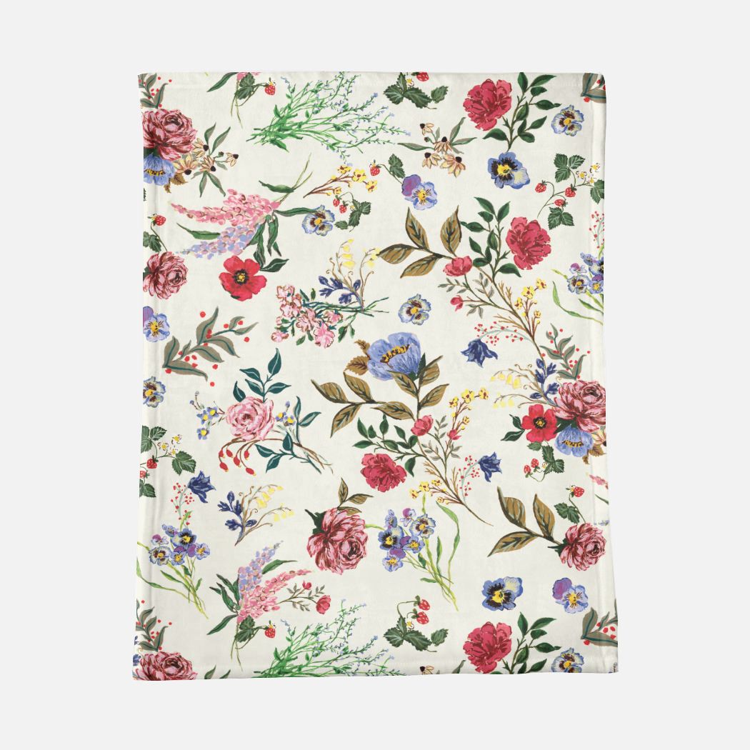 Ladylike Floral Minky Blanket - 30" x 40"