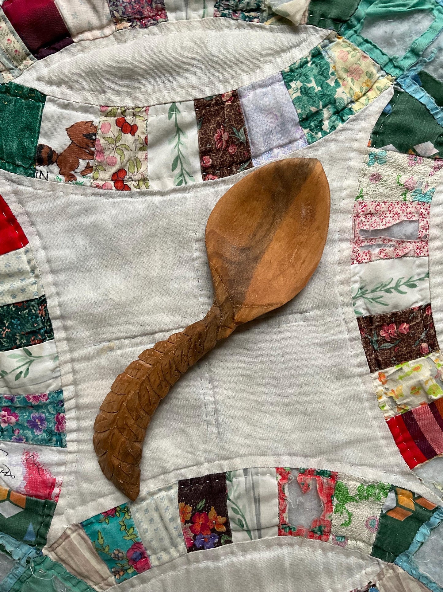 Hand-Carved Wooden Feather Spoon