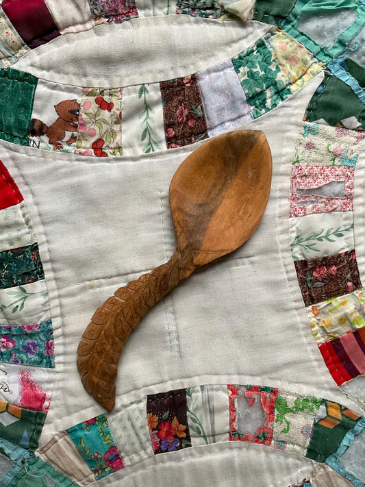 Hand-Carved Wooden Feather Spoon