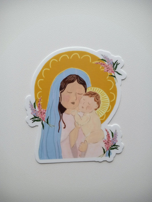Mama Mary & Baby Jesus Vinyl Sticker