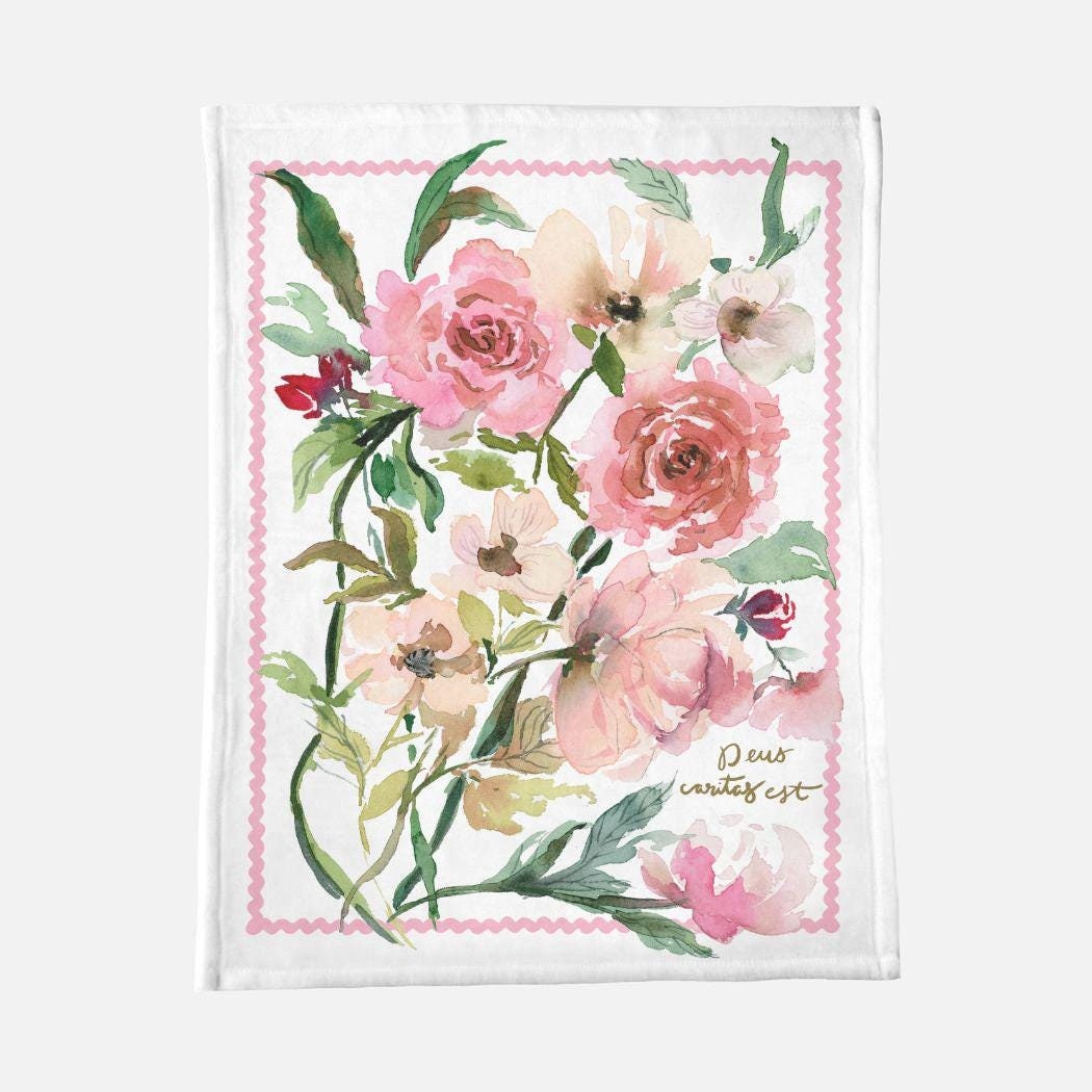 Deus Caritas Est Rose Baby Blanket