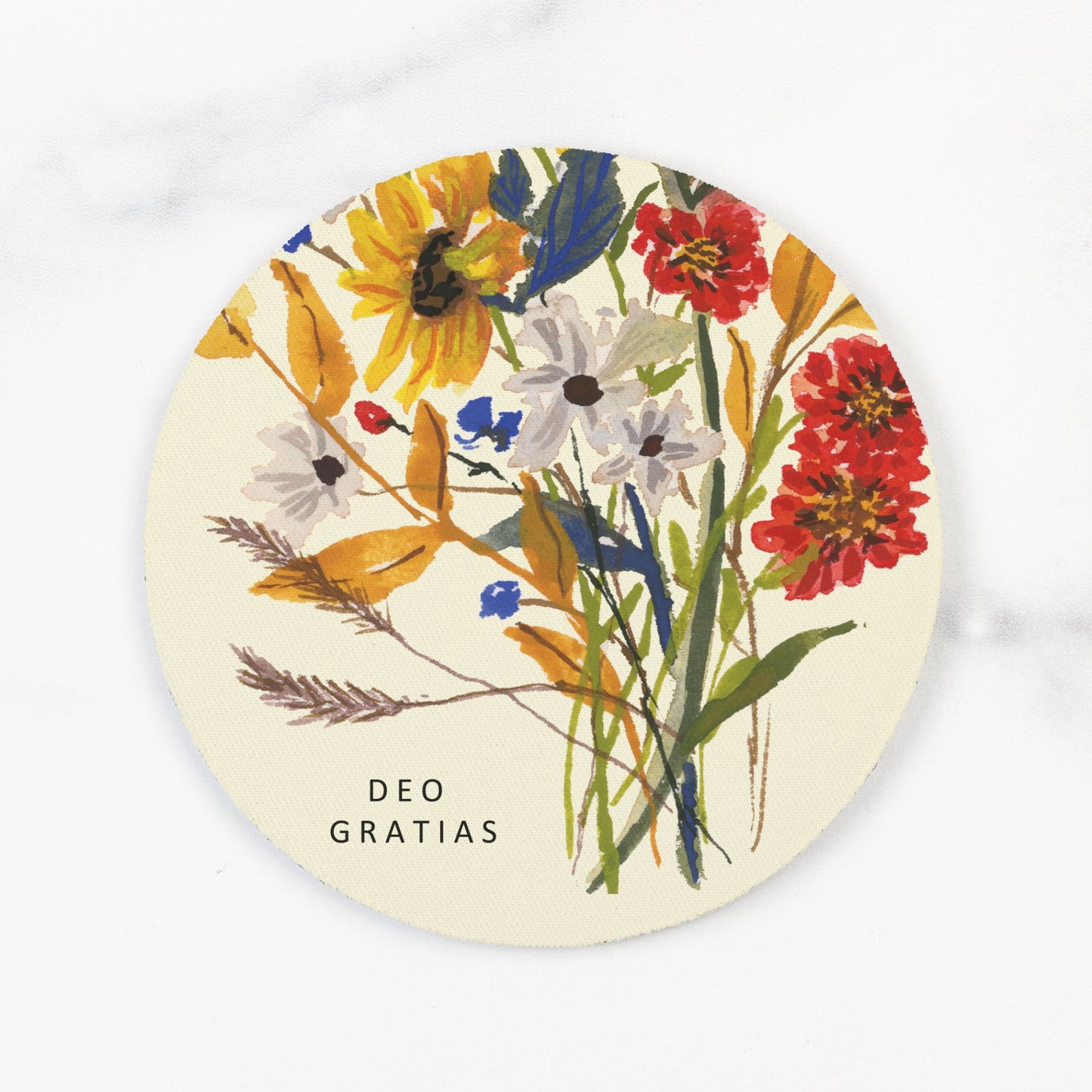 Watercolor Sunflower Coasters Neoprene Back (Round) 4PK